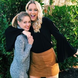 Brown suede mini skirt